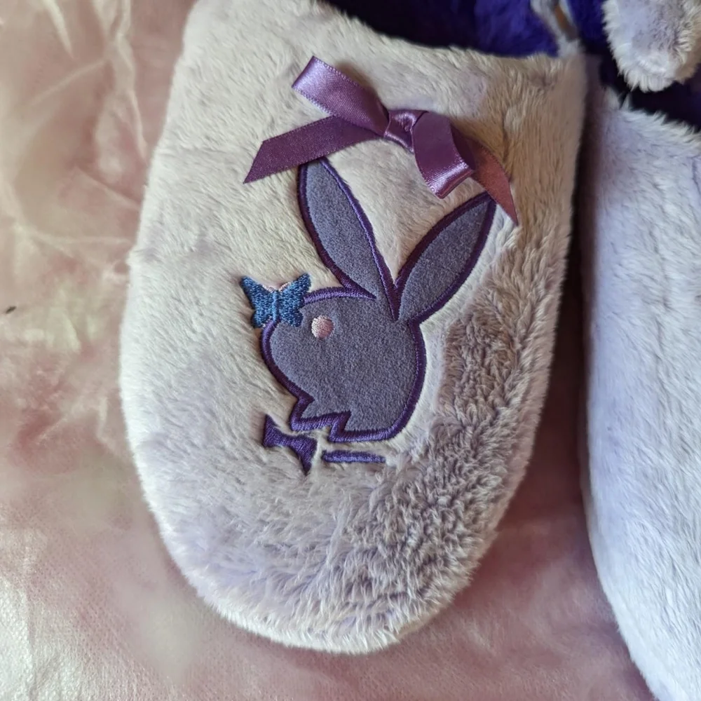 playboy purple slippers butterfly on bunny 🐇 - Picture 2 of 5